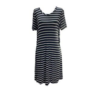 Market & Spruce Striped T Shirt Dress Short Sleeve Black White Dress Size 2X